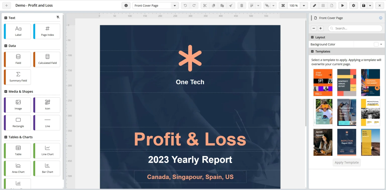 Profit & Loss 2023 Yearly Report cover design