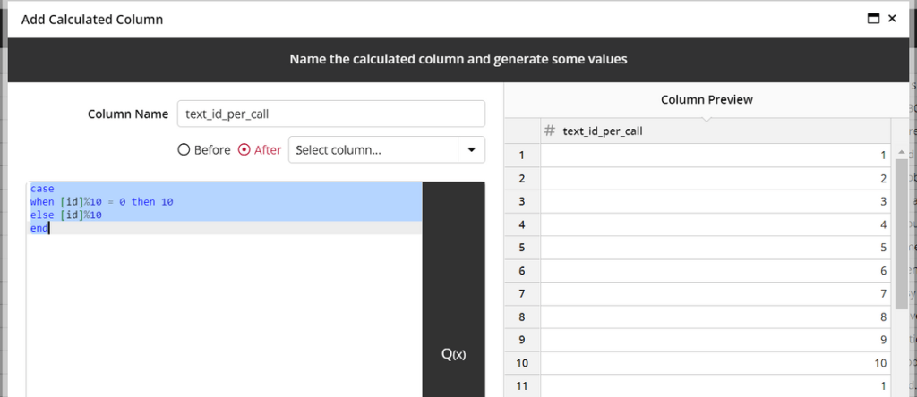 calculated column