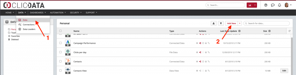 Add Data Clicdata