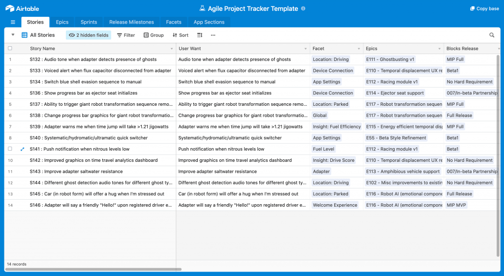 Airtable Agile Sprint Template Base