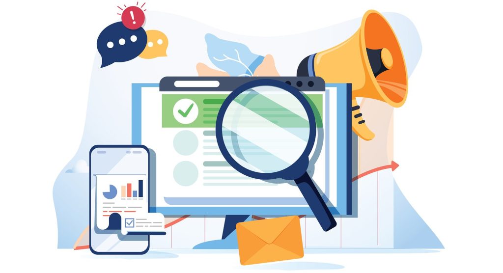 Digital marketing tools and analytics illustration