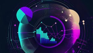 Abstract data visualization with charts and graphs.