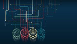 Abstract data flow visualization with connections