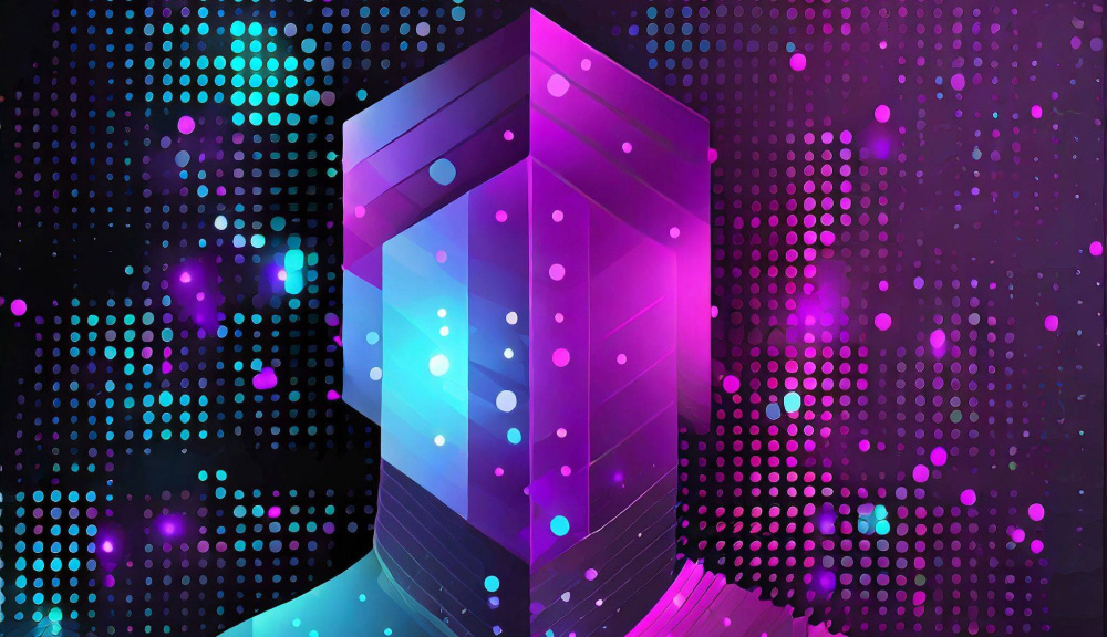 Colorful abstract digital art with geometric shapes.