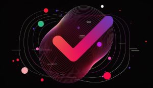 Colorful abstract checkmark with circular patterns