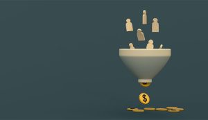Marketing funnel converting leads into money.