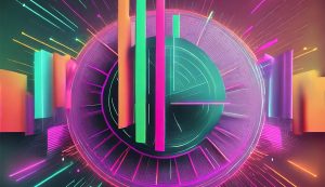 Colorful abstract digital art with neon geometric shapes.