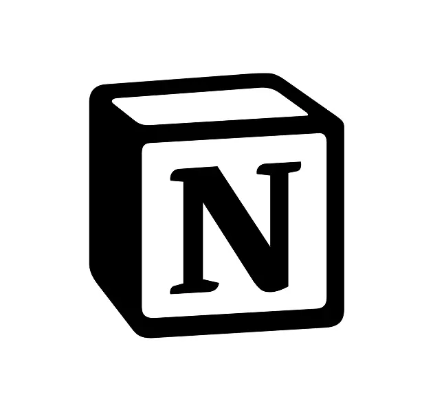 Notion app logo, black letter N block