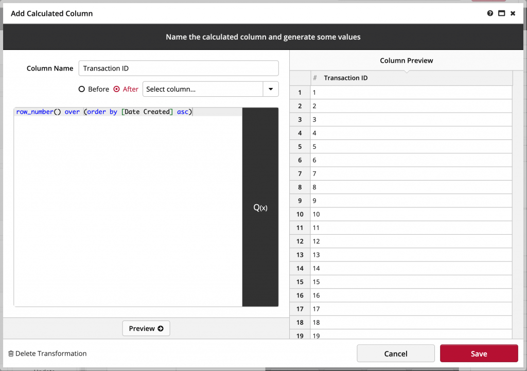 Create Calculated Column Clicdata