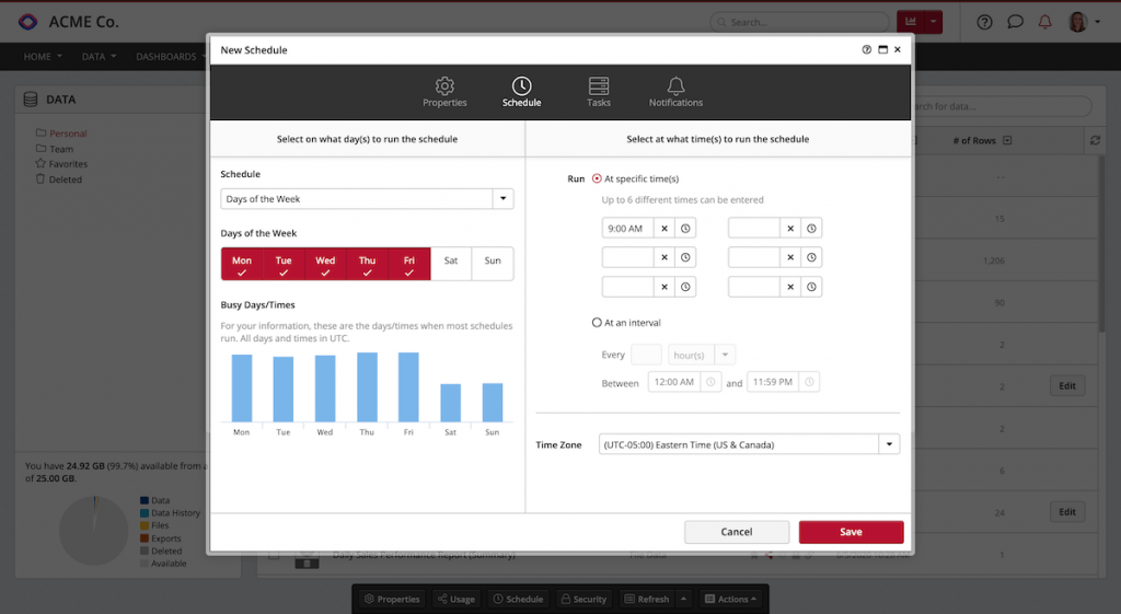 Create New Schedule Clicdata