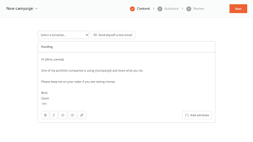 creating a new email campaign