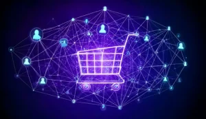 Digital shopping network concept illustration.