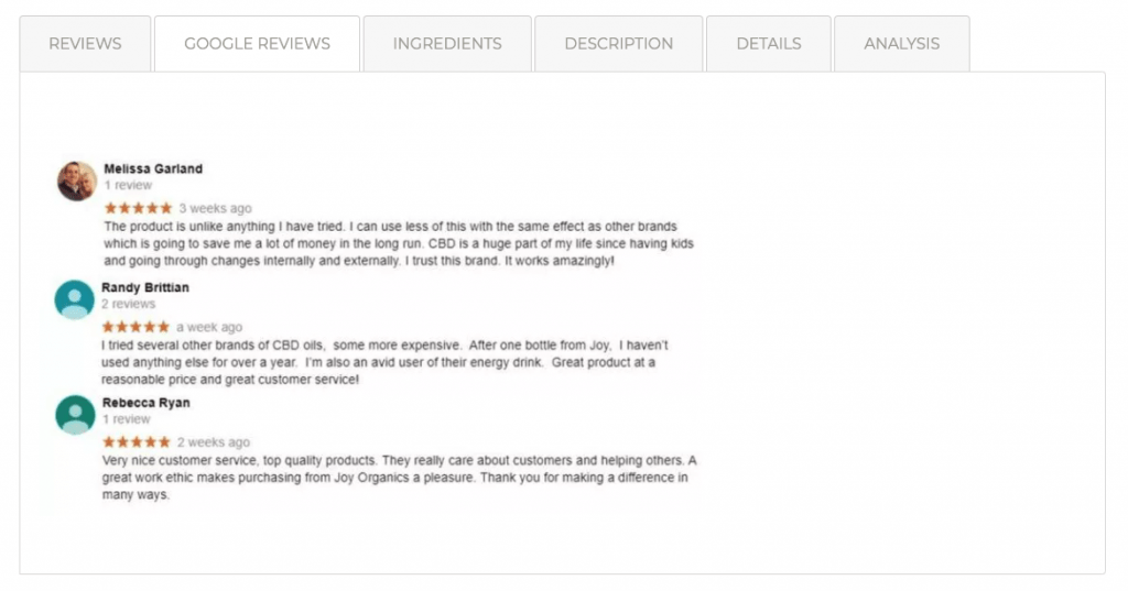 Customer Google Review Example