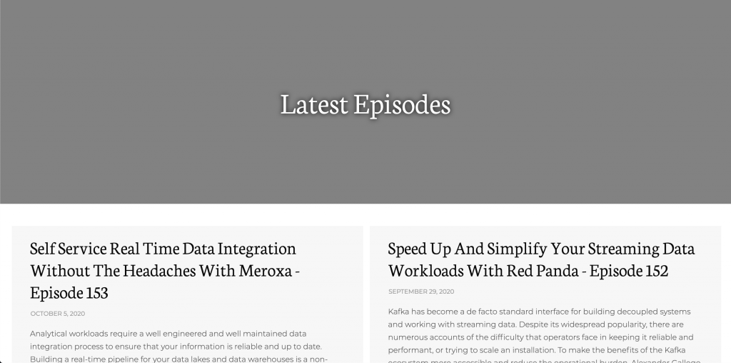 Data Engineering Podcast Big Data Podcast