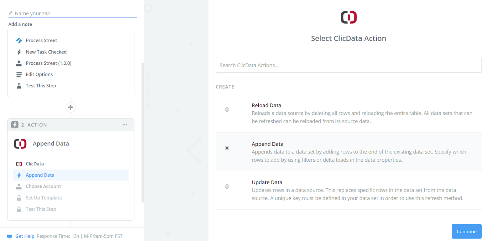 Select Data Refresh ClicData and Zapier Integration