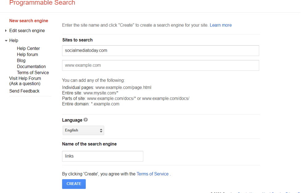 Google Custom Search Engine Example