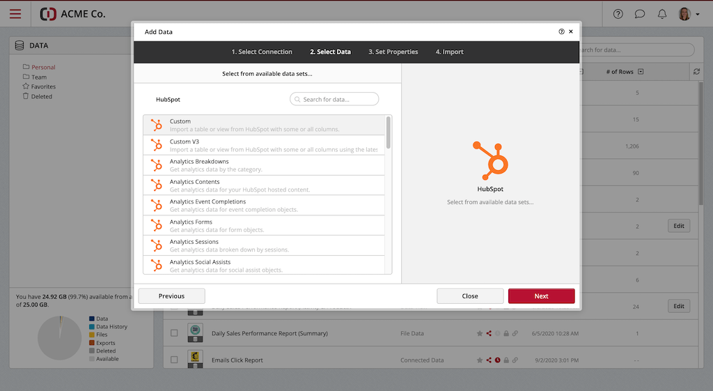 Hubspot Datasets Clicdata