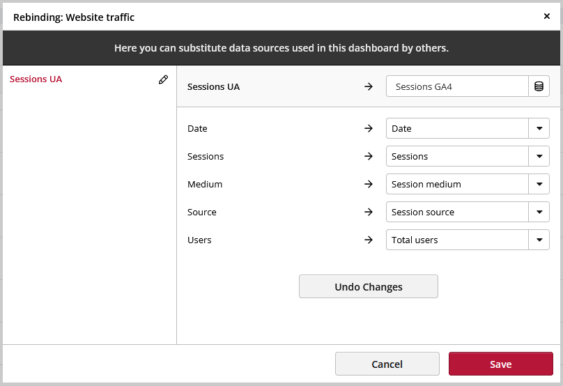 Rebind dashboard map columns