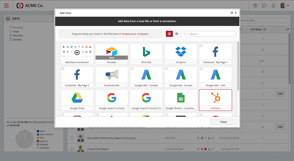 Import Data Hubspot Clicdata