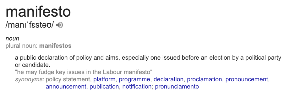 Manifesto definition