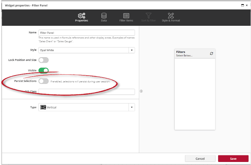 Persist Filter Dashboard Input Widgets Clicdata