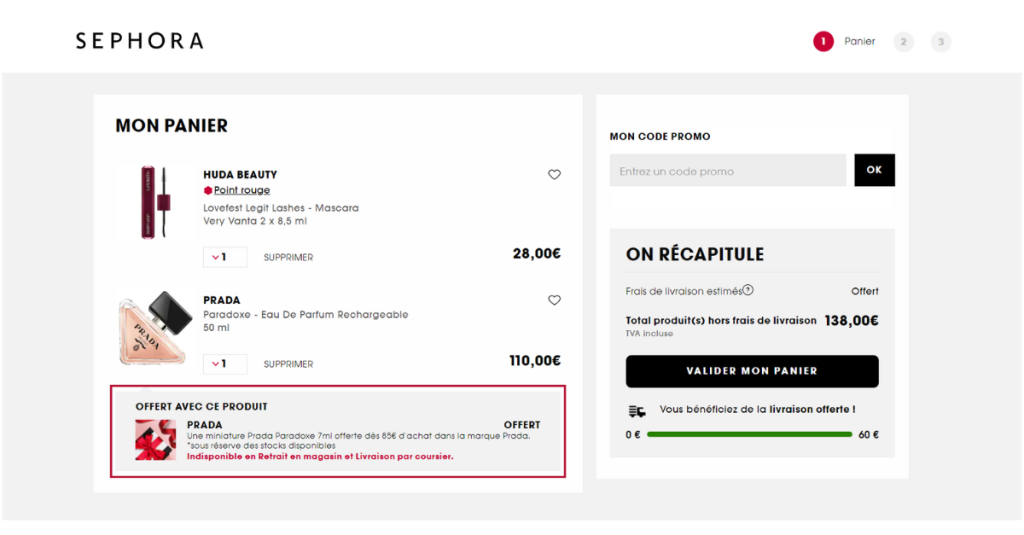 produit offert example sephora 1