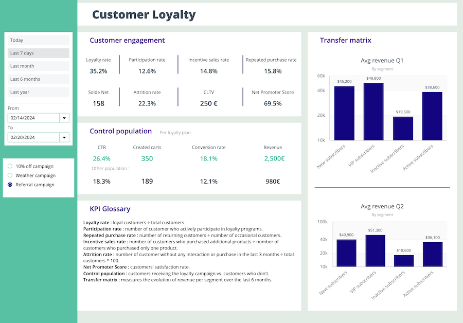 retail store performance customer loyalty dashboard