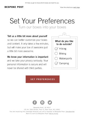 set your preferences email example