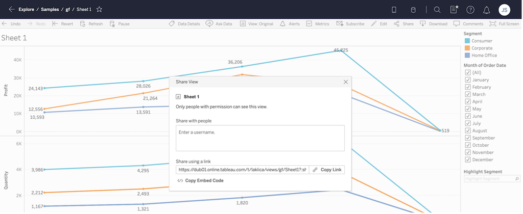 tableau dashboard sharing