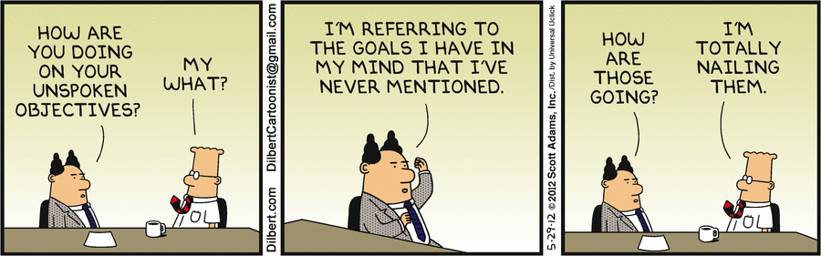 Unspoken Objectives Cartoon Dilbert