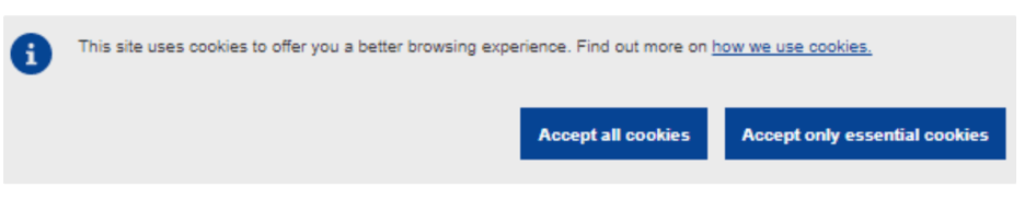 website cookies message
