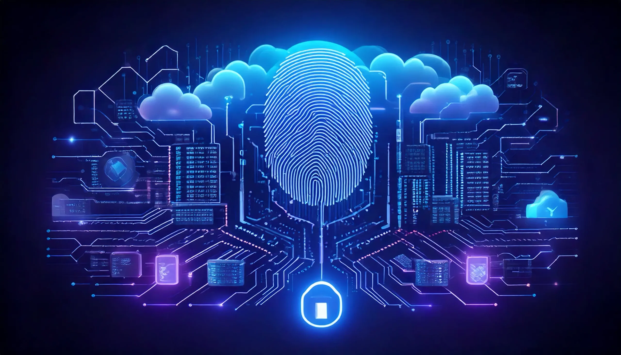 Digital fingerprint and cloud technology illustration