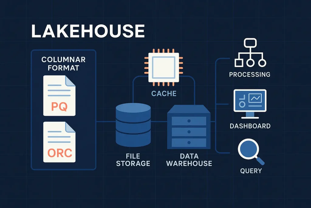 Lakehouse architecture diagram with storage and processing