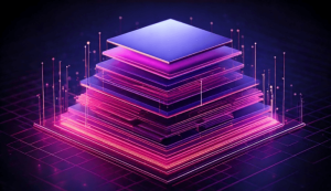 Futuristic glowing stacked layers illustration