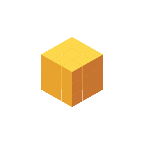 Orange and yellow 3D cube illustration
