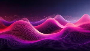 Abstract pink waves with glowing dots.