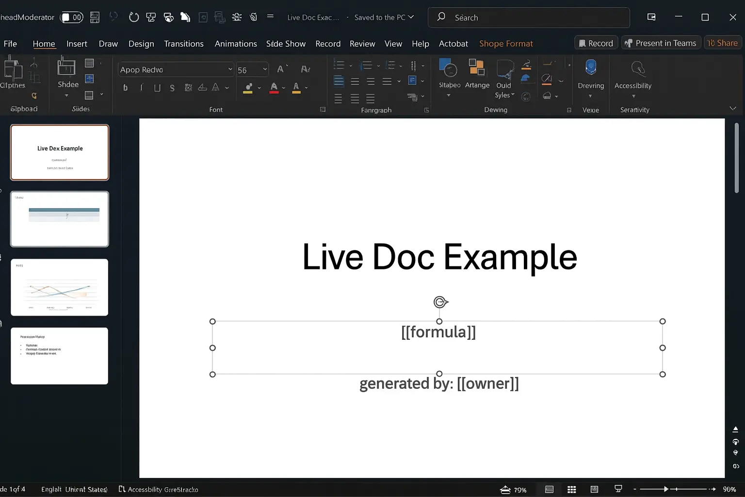 PowerPoint slide titled 'Live Doc Example'.