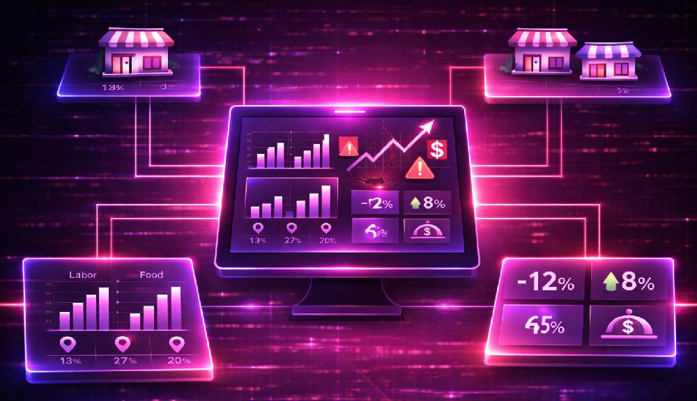Digital business analytics on modern interface display