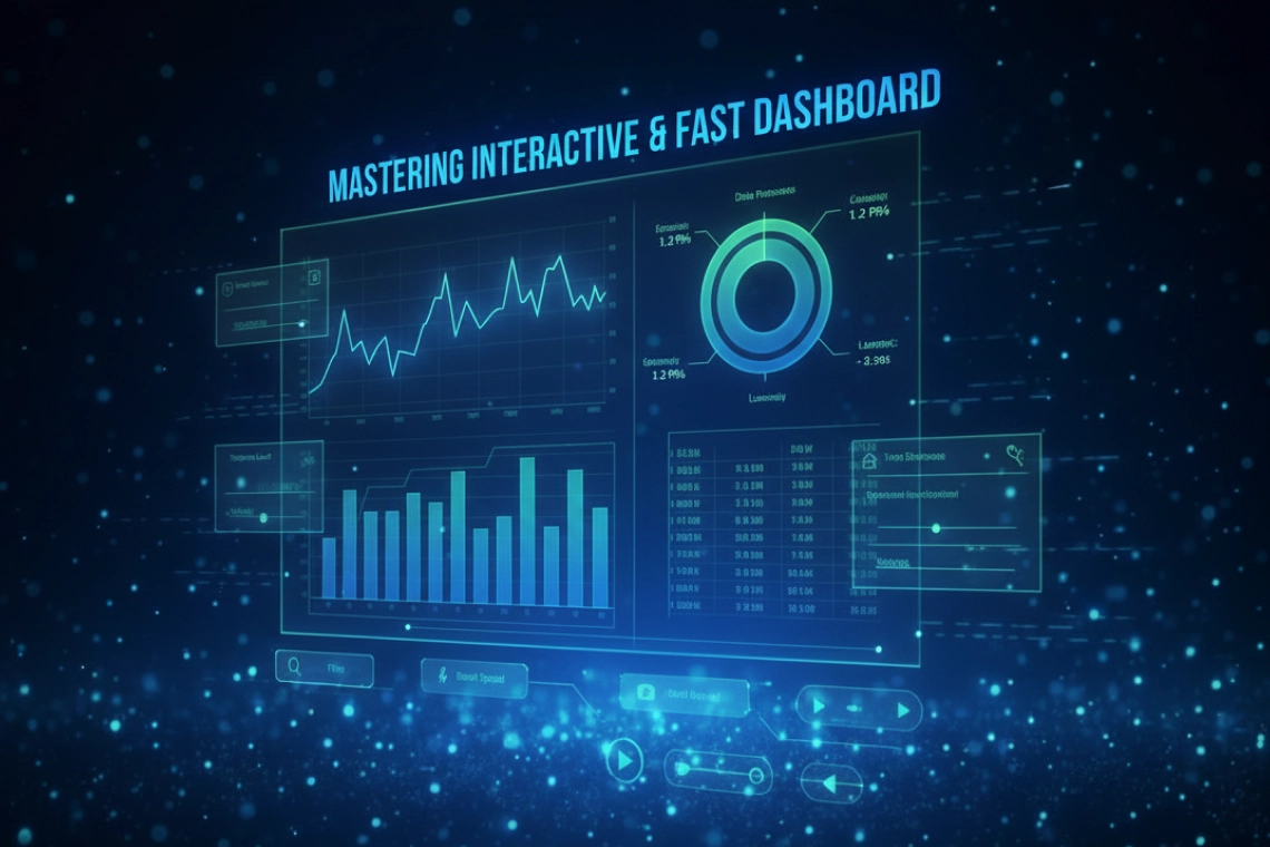 Digital dashboard with interactive graphs and charts.