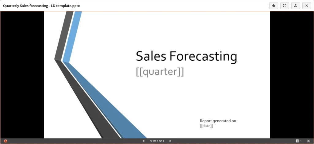 Prévisions de ventes trimestrielles, diapositive PowerPoint.