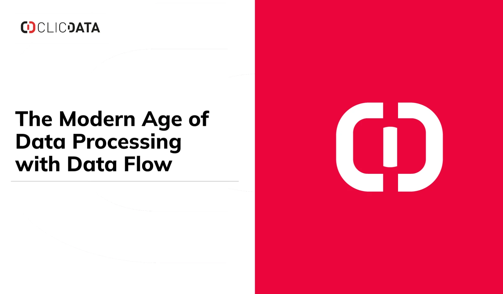 Data processing innovation banner with red logo.