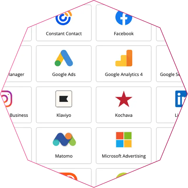 Logotipos de varias plataformas de marketing digital.