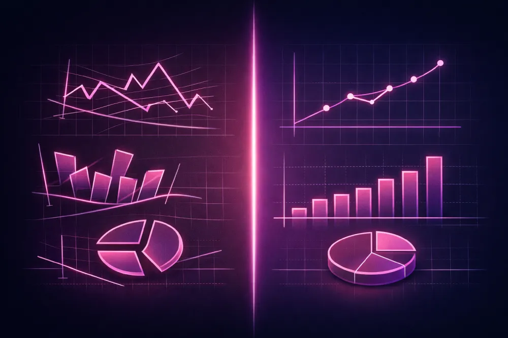 Neon graphs and charts illustration