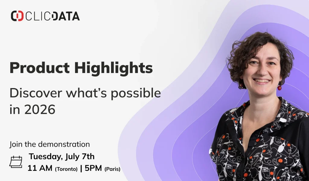Bannière du webinaire « ClicData product highlights 2026 »
